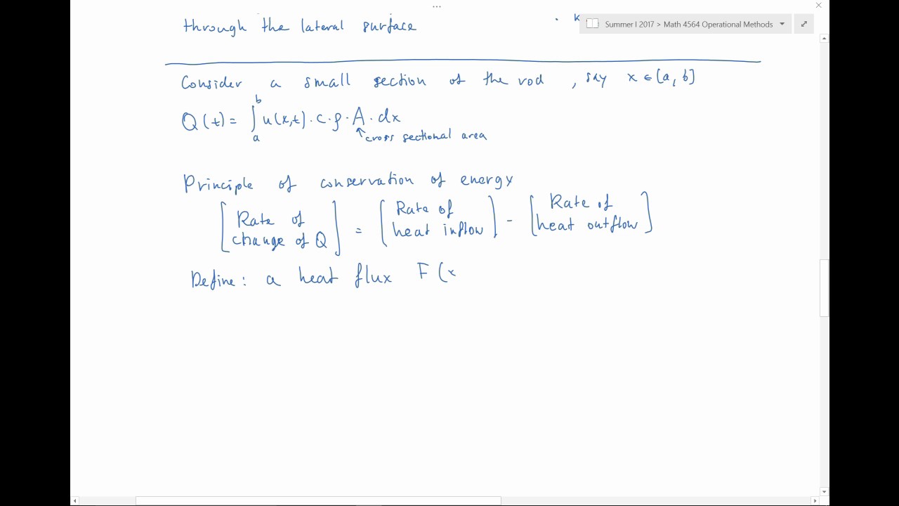 Math 4564 - 21 Partial Differential Equations. Heat Equation - YouTube