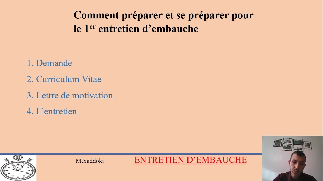 Entretien d'embauche.المقابلة الفردية Demande D'emploi. CV. Lettre de