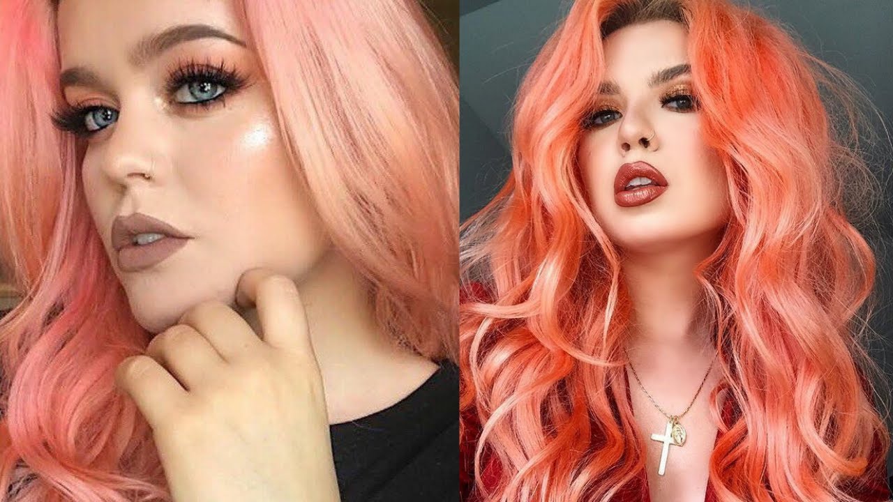 Trendy beautiful peach hair color 