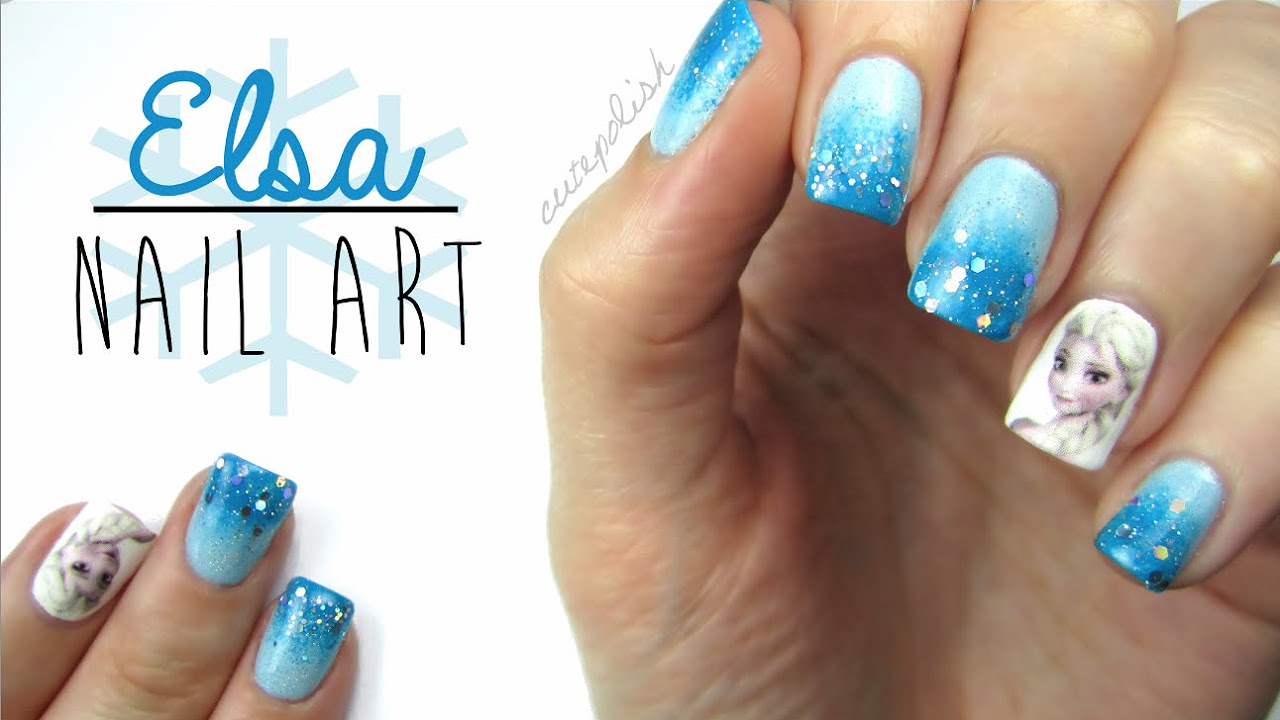 Frozen 2 Nail Art inspired by Queen Elsa's costumer from the new movie with  her snow flake #frozen2 | Frozen nail art, Frozen nail designs, Nail art  disney