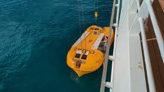Lifeboat pilot docking training  -  Royal Caribbean:  Adventure of the seas, Coco Cay