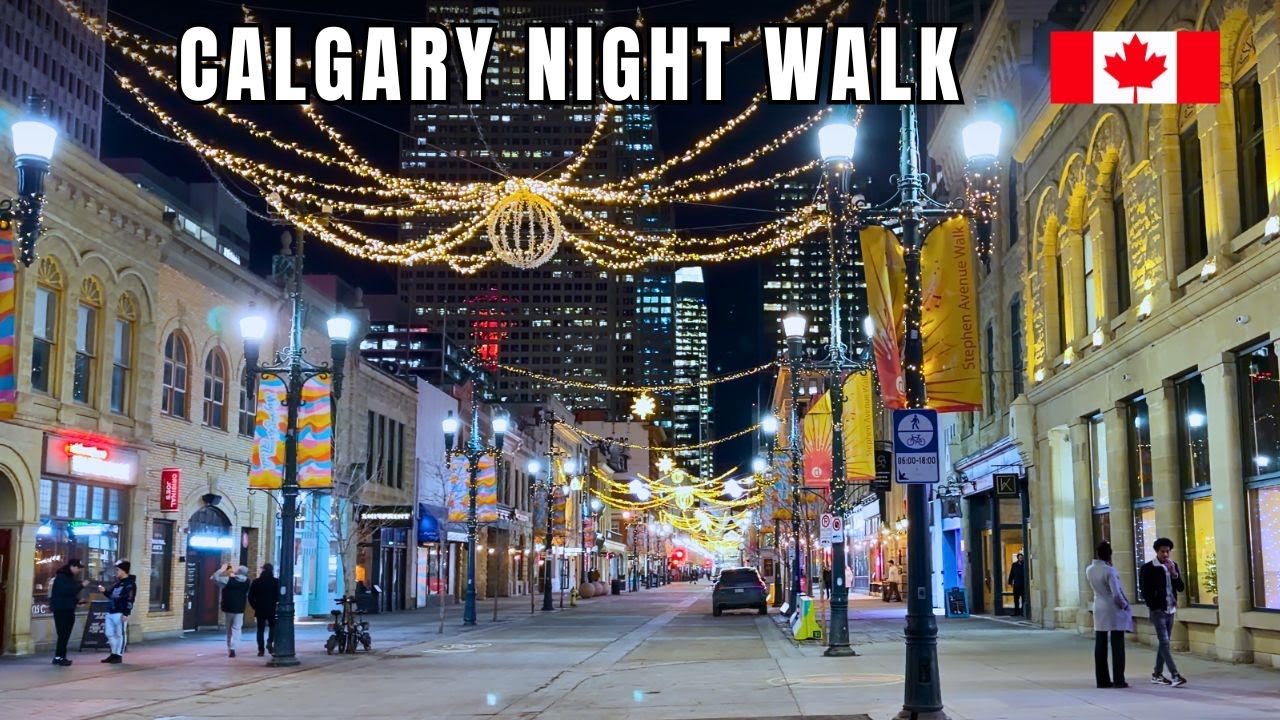Calgary Night, Half an Hour of Calm 🇨🇦 Evening City Lights Walk | 4K UHD