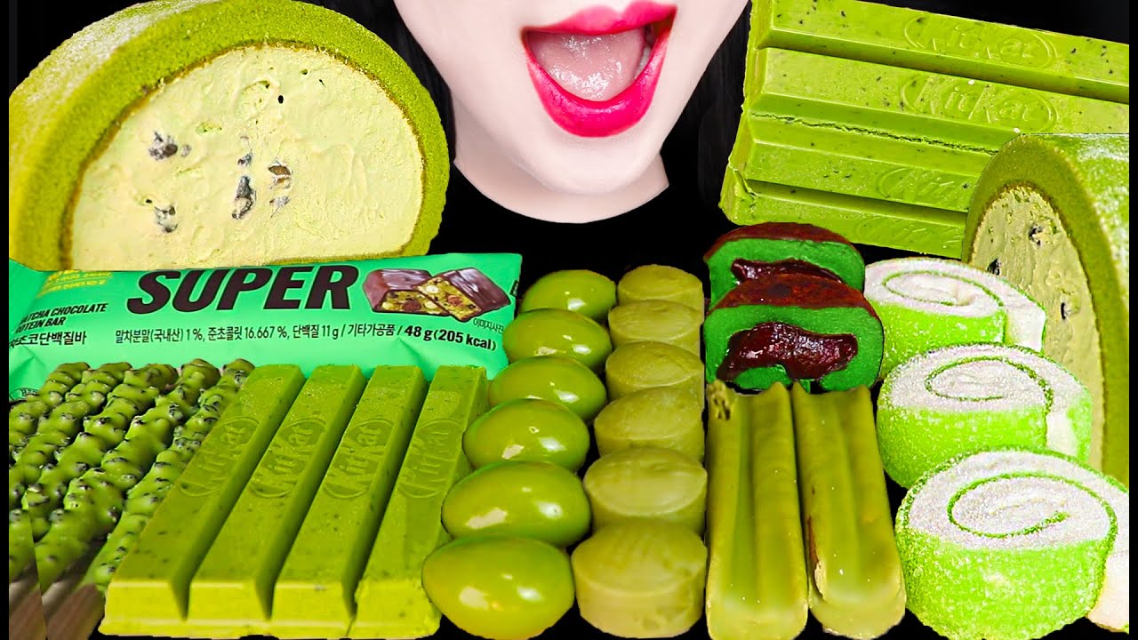 ASMR Matcha Chocolate 말차 초콜릿 먹방 Mukbang, Eating