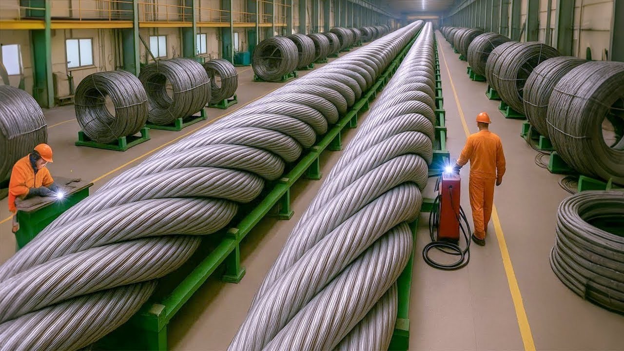 كيف تتم صناعة كابلات فولاذية بطول 10 آلاف قدم؟ مشاهد مذهلة من داخل المصانع!