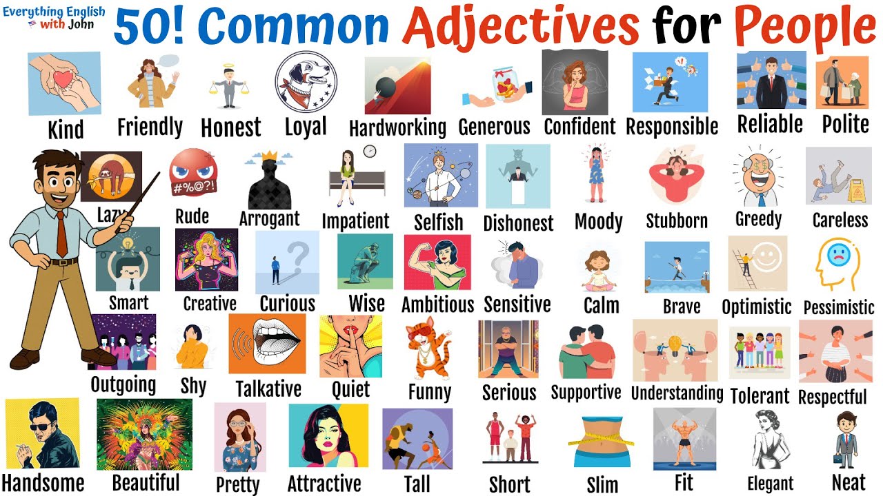 50 Adjectives You MUST Know to Describe People #englishvocabulary