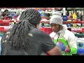 Undefeated jamie mitchell padwork with trainer dewey cooper inside the mayweather boxing club