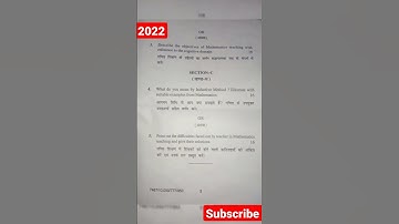 Teaching of mathematics 2022 Question paper || B.Ed 2nd semester previous year question paper