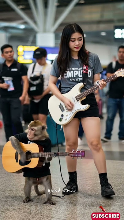 Viral Monyet Main Gitar di Bandara Russia #empudstudiogrup #empudstudio #shorts