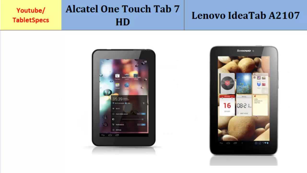 Alcatel One Touch Tab 7 HD  - Lenovo IdeaTab A2107, all specs