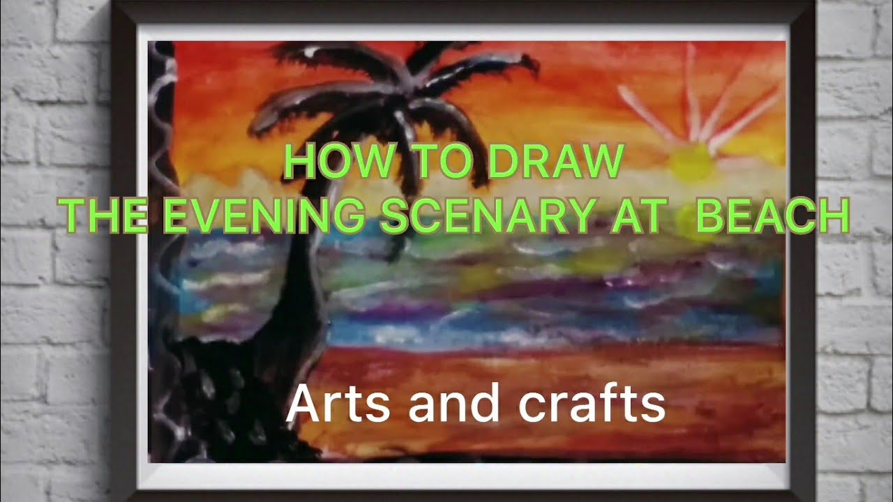 HOW TO DRAW EVENING TIME AT BEACH |Simple | Scenery arts - YouTube
