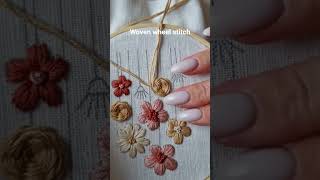 Cute little woven wheel stitch flower embroidery🌸 #embroidery #tutorial #diy #handmade #art #craft
