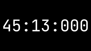 Countdown timer 45 minutes, 13 seconds [45:13:000] - White on black with milliseconds