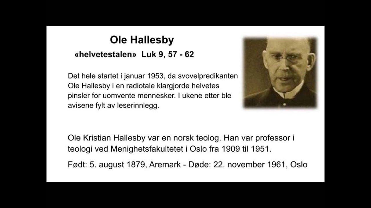 Ole Hallesby tale 1953 - YouTube