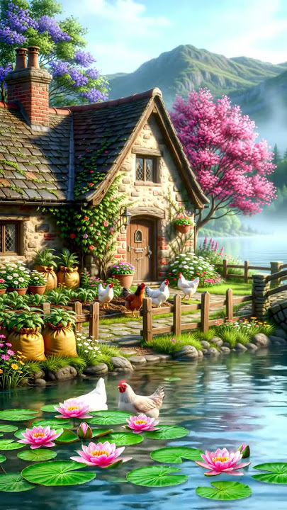 Suara ayam di pagi hari di desa yang indah dan tenang #chicken #animals #feedshorts #village #yt
