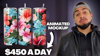 Animated Skinny Sublimation Tumbler MockUp using Midjourney Ai  and Canva to list on Etsy in 5mins