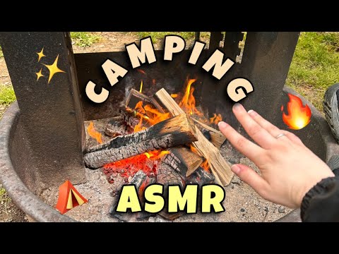 LoFi Camping ASMR! 🏕️🔥 Build Up and Camera Tapping/ Scratching, Mouth Sounds, Fire Crackles ✨💗