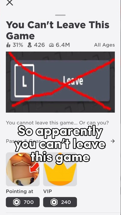 You Can’t LEAVE This Roblox Game?!😰❌ #shorts #roblox