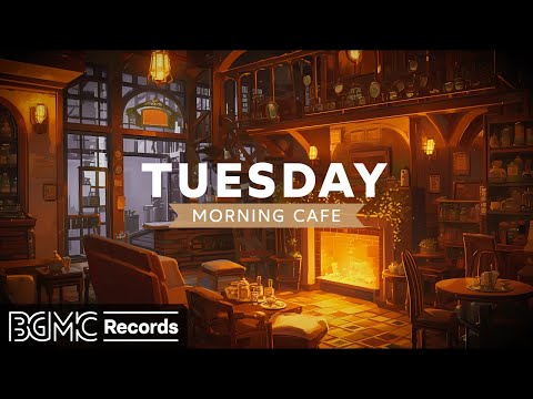 TUESDAY MORNING JAZZ: Smooth Jazz Instrumental & Crackling Fireplace ☕ Warm Music for Relaxing