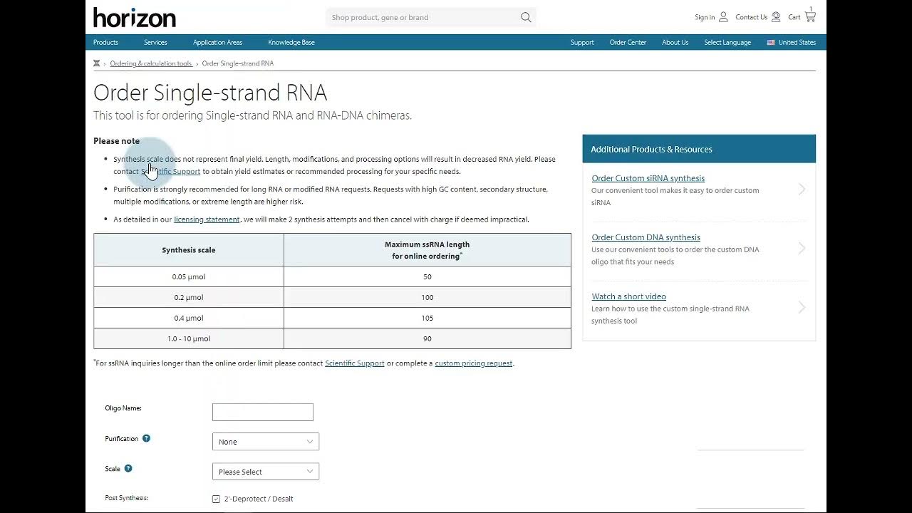 How to use the Dharmacon custom single strand RNA synthesis tool YouTube