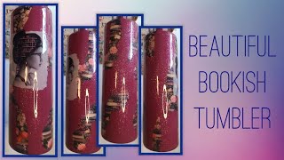 Bookish Tumbler Vinyl and Paint Geode Style with a Bit of Sparkle