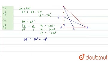 In triangle PQR, angle P=90^@, S and\nT are the mid points of the sides PR and PQ, respectively....