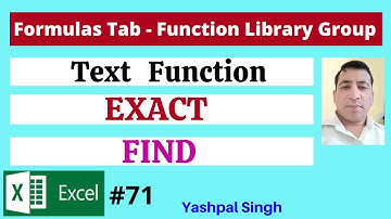 EXACT  AND FIND  Text Function in Formulas Tab  | MS Excel | | Hindi |