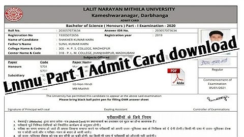 Lnmu Part 1 Admit card download 2020 || session (2019-22)