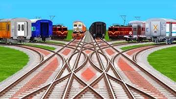 8 RAILS Backward Crossing At Curved Branched Railroad Tracks Risky Railroad Tracks | train simulator