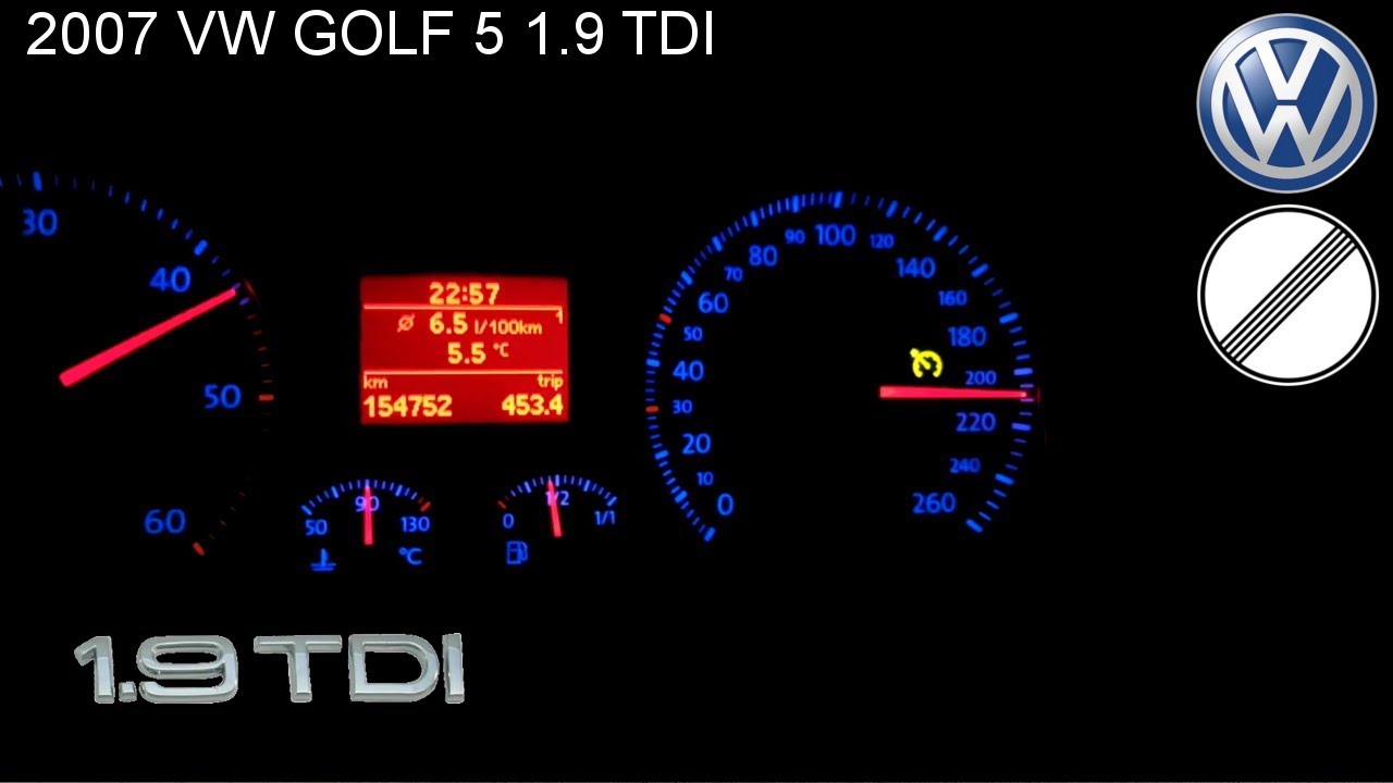 2007 VW Golf V 1.9 TDI 105 hp - 209 kmh - YouTube
