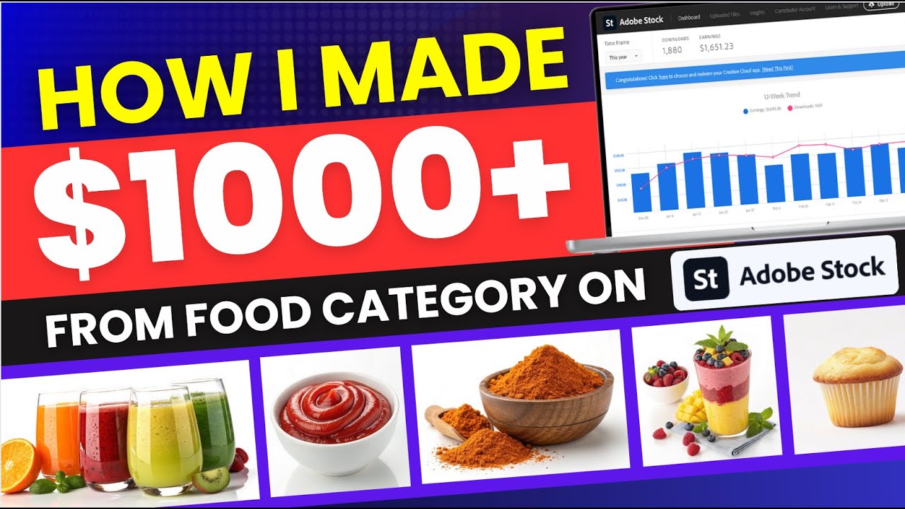 How I Made $1000+ Selling AI-Generated Food Images on Adobe Stock – Find, Upscale & Sell!