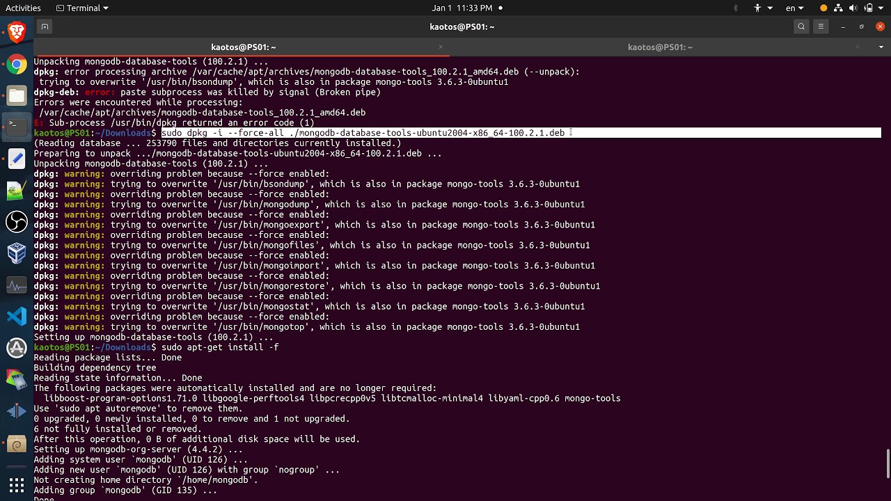 Solve Trying To Overwrite '/Usr/Bin/Bsondump', Which Is Also In Package Mongo-Tools 3.6.3-0Ubuntu1