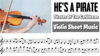 Free Sheet || He's A Pirate - Pirates Of The Caribbean || Violin Sheet Music Resimi