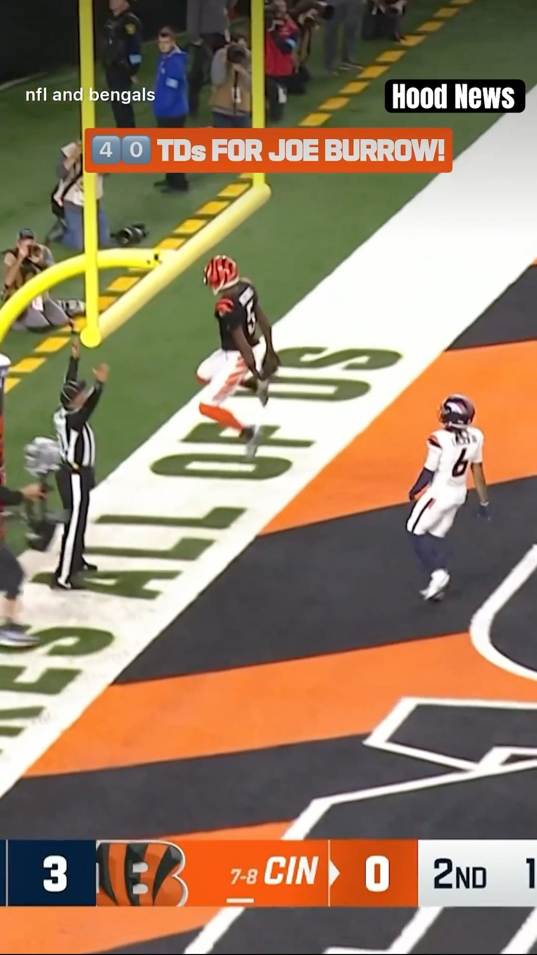 40 TD’s for Joe Burrow #hoodnews #joeburrow #bengals #touchdown #teehiggins #broncos #omg #wow #how