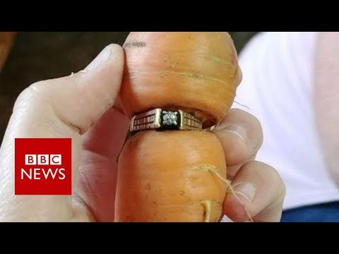 Woman finds long-lost diamond ring on carrot in garden - BBC News