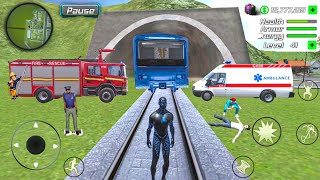 Black Hole Rope Hero Vice Vegas - Fire Truck and Ambulance at Train Station #16 - Android Gameplay screenshot 2