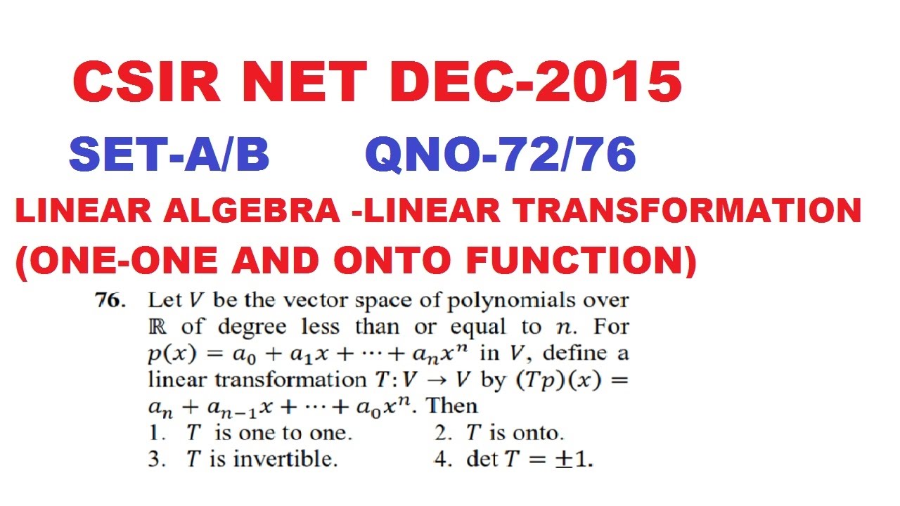 linear albegra onto vs one to one