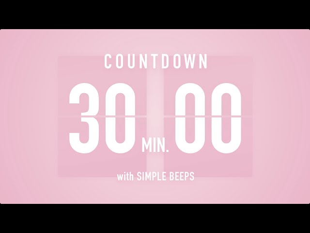 30 Min Countdown Flip Clock Timer / Simple Beeps 🌸🔔 class=