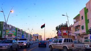 مصراته شارع طرابلس جزيره العلم 2016 ... Misrata - tripoli street  flag roundabout 2016