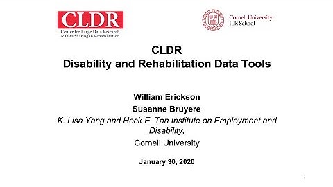 CLDR Disability and Rehabilitation Data Tools