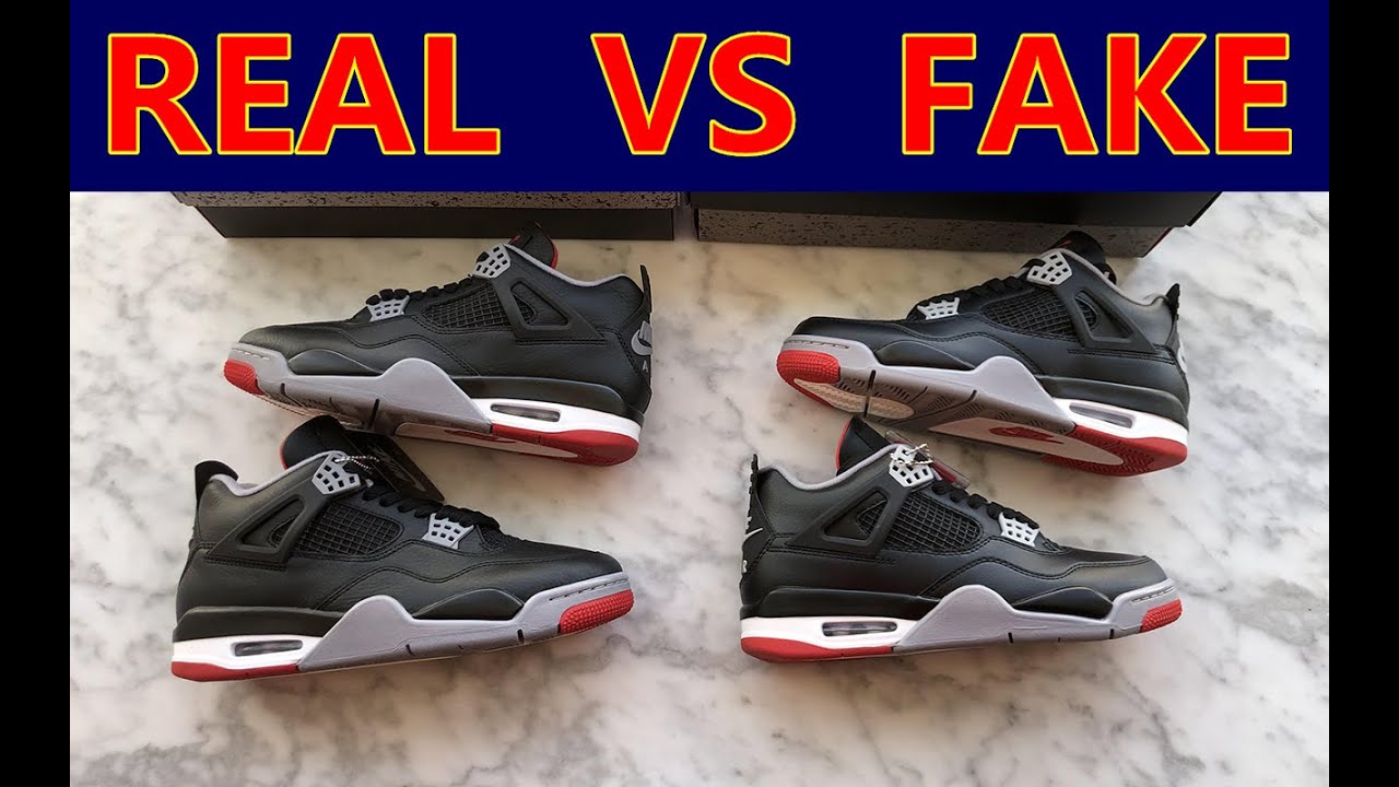 Real vs Fake Jordan 4 Bred Reimagined Review - YouTube
