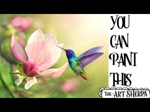 Hummingbird and Magnolia  Acrylic painting tutorial step by step Live Streaming