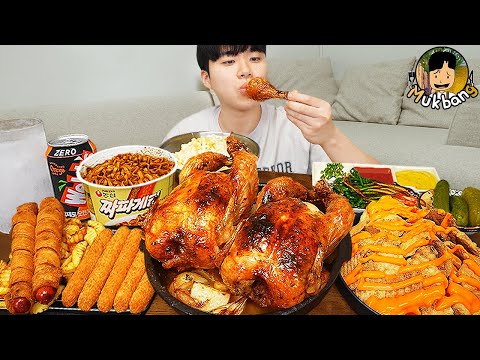 ASMR MUKBANG | Kızarmış Tavuk, peynir çubuğu, siyah fasulye eriştesi, yemeği Tarif !