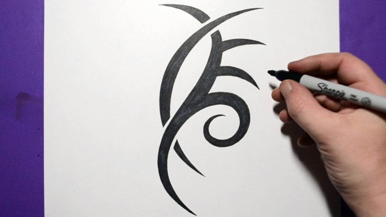 How to Draw Tribal Art - Symbol Tattoo Designs - YouTube