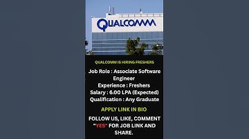 🚨  QUALCOMM Jobs 2025 Hiring Freshers FOR ASSOCIATE SOFTWARE ENGINEER.#jobsearch #subscribe #jobs