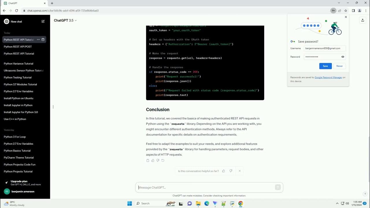 python code to call rest api with authentication - YouTube