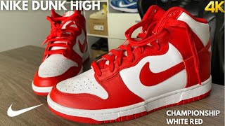Nike Dunk High Championship White Red On Feet Review