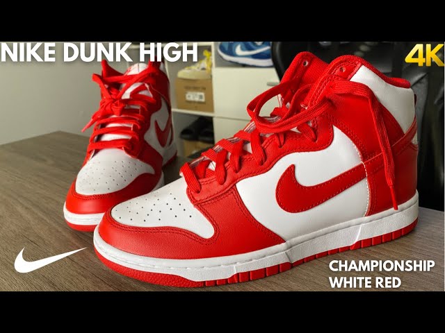NikeDunk High Championship White and Red