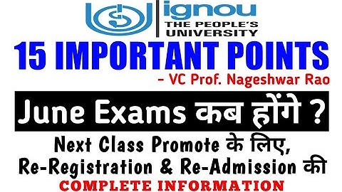 IGNOU JUNE 2020 EXAMS | IMPORTANT INFORMATION from VC Prof Nageshwar Rao By STUDY ZONE