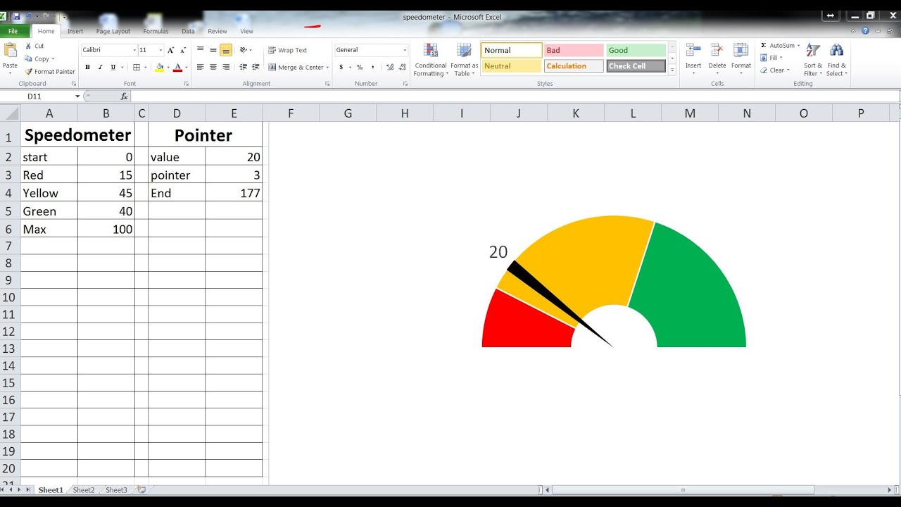 How To Make A Speedometer Chart In Excel 2013