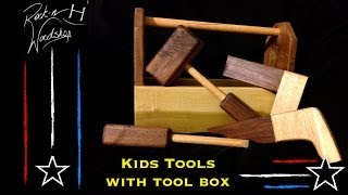 This is a super nice set of tools and box for a child to have hours of fun pretending to be just like Dad! Materials used are Walnut, 
